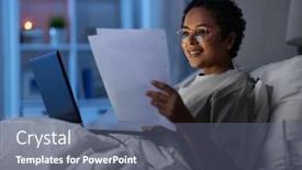  Presentation with remote working - Slide set featuring technology-remote-job-and-people background and a gray colored foreground