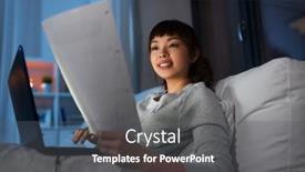  Presentation with remote working - Colorful slides enhanced with technology-remote-job-and-people backdrop and a dark gray colored foreground