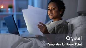  Presentation with remote working - Presentation theme featuring technology-remote-job-and-people background and a gray colored foreground