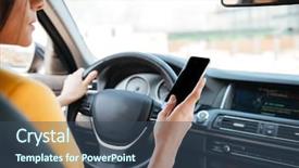  Presentation with touch screen - Presentation design featuring technology roadmap - business woman using touch screen background and a ocean colored foreground