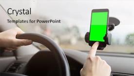  Presentation with smartphone - Beautiful slide deck featuring technology roadmap - photo of man with smartphone backdrop and a light gray colored foreground