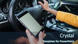  Presentation with touch screen technology - Amazing PPT theme having technology roadmap - young woman driver using touch backdrop and a  colored foreground