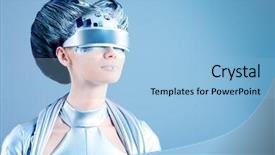  Presentation with futuristic glasses - PPT layouts featuring technology robot - shot of a futuristic young background and a light blue colored foreground