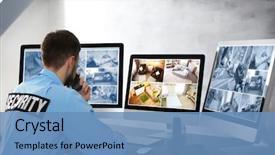  Presentation with property - Theme having technology safeguard monitoring home security background and a teal colored foreground