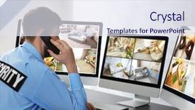  Presentation with cameras - Presentation having technology safeguard monitoring home security background and a sky blue colored foreground