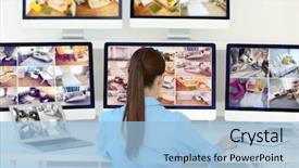  Presentation with property - PPT theme featuring technology safeguard monitoring home security background and a light blue colored foreground