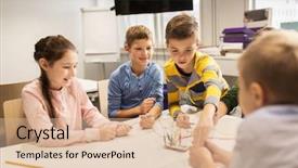  Presentation with education children technology science - PPT theme consisting of technology science and people concept background and a lemonade colored foreground