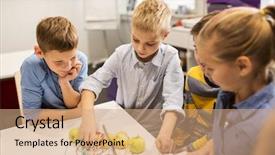  Presentation with education children technology science - PPT layouts with technology science and people concept background and a coral colored foreground