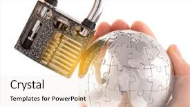  Presentation with defense technology - Colorful presentation theme enhanced with technology security on global network backdrop and a white colored foreground