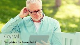  Presentation with learning technology - Presentation theme enhanced with technology-senior-people-and-lifestyle background and a mint green colored foreground