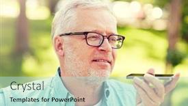  Presentation with old people - PPT theme having technology-senior-people-lifestyle background and a soft green colored foreground