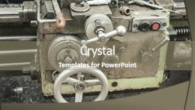  Presentation with machine shop - Beautiful theme featuring technology service operations - part of turning machine backdrop and a gray colored foreground