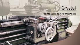 Presentation with machine shop - Audience pleasing slide set consisting of technology service operations - turning machine for metalworking backdrop and a soft green colored foreground