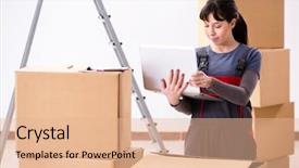  Presentation with order - Colorful presentation design enhanced with technology service operations - woman accepting relocation order backdrop and a lemonade colored foreground