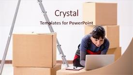  Presentation with order - Slide set enhanced with technology service operations - woman accepting relocation order background and a lemonade colored foreground