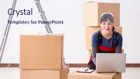  Presentation with order - Colorful presentation theme enhanced with technology service operations - woman accepting relocation order backdrop and a sky blue colored foreground