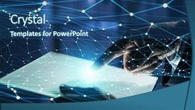  Presentation with wireless communication concept - PPT theme consisting of technology services - wireless connection futuristic concept background and a ocean colored foreground