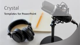  Presentation with podcast - Beautiful slide deck featuring technology-sound-recording-and-podcast backdrop and a light gray colored foreground