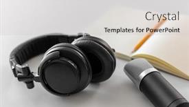  Presentation with podcast - Audience pleasing slide deck consisting of technology-sound-recording-and-podcast backdrop and a light gray colored foreground