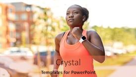  Presentation with smart city technology - Presentation theme with technology-sport-and-fitness-concept background and a coral colored foreground