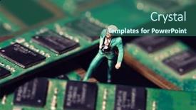  Presentation with spy - PPT theme consisting of technology-spy-photographer-with-camera background and a ocean colored foreground