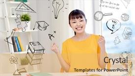  Presentation with doodles - Amazing theme having technology stack - people education success and learning backdrop and a yellow colored foreground