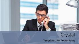  Presentation with talking on phone - Beautiful PPT theme featuring technology stack - young businessman talking backdrop and a seafoam green colored foreground