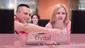  Presentation with technology students - Slide set having technology-students-group-in-computer background and a coral colored foreground