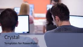  Presentation with technology students - Slide deck with technology students group in computer background and a ocean colored foreground