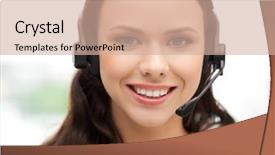  Presentation with eco friendly city - PPT layouts having technology support - friendly female helpline operator background and a coral colored foreground