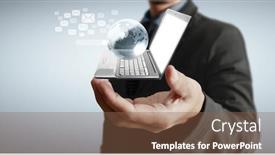  Presentation with tech - Cool new PPT theme with technology-tech-devices-connected backdrop and a tawny brown colored foreground