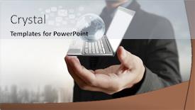  Presentation with tech - Presentation theme with technology-tech-devices-connected background and a lemonade colored foreground