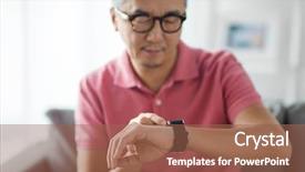  Presentation with learn english concept time - PPT theme featuring technology time and people concept background and a coral colored foreground