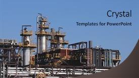  Presentation with technology plant - Amazing presentation design having technology upgradation - distillation towers and oil backdrop and a teal colored foreground