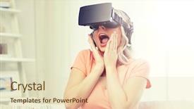  Presentation with virtual technology - Audience pleasing slide deck consisting of technology virtual reality cyberspace entertainment backdrop and a soft green colored foreground