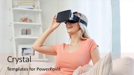  Presentation with virtual reality - Cool new PPT theme with technology virtual reality cyberspace entertainment backdrop and a coral colored foreground