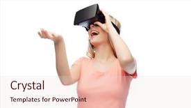  Presentation with perception - Presentation having spatial perception - technology virtual reality entertainment background and a lemonade colored foreground