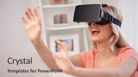  Presentation with virtual reality physical therapy - PPT theme enhanced with perception de soi - technology virtual reality entertainment background and a  colored foreground