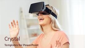  Presentation with artificial intelligence virtual reality - Amazing PPT layouts having perception de soi - technology virtual reality entertainment backdrop and a  colored foreground