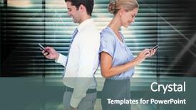  Presentation with smartphone - Beautiful presentation theme featuring technology white - business people using smartphone back backdrop and a ocean colored foreground