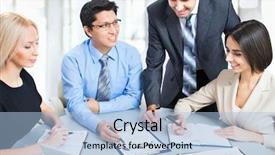  Presentation with team work - Presentation theme having technology workplace - business team of four plan background and a  colored foreground