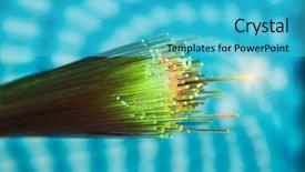  Presentation with bokeh effect blue light - Cool new PPT layouts with technoloy - optical fiber with details backdrop and a cyan colored foreground