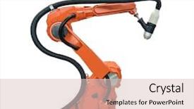  Presentation with robot arm - Cool new slide set with techology - robot arm for industry isolated backdrop and a lemonade colored foreground