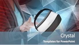  Presentation with virtual reality rehabilitation - Amazing presentation design having techology - woman touching and interacting backdrop and a  colored foreground