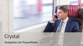  Presentation with rfid phone pay nfc - Amazing PPT layouts having techology - young businessman with phone backdrop and a light gray colored foreground