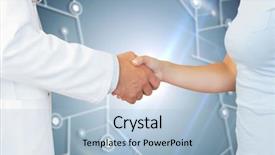 Presentation with black patient - Amazing presentation design having tecnology introdution - doctor and patient shaking hands backdrop and a light blue colored foreground