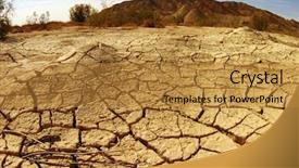  Presentation with desolate cracked earth landscape - PPT theme with tectonic - cracked earth background and a gold colored foreground