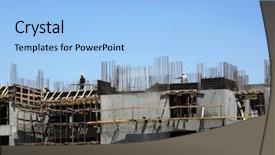  Presentation with building construction - Presentation enhanced with tectonic - image of construction zone background and a light blue colored foreground