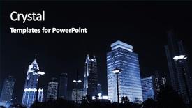  Presentation with modern building - Presentation theme consisting of tectonic - modern building in night background and a black colored foreground