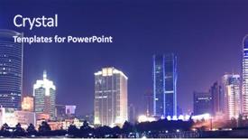  Presentation with empire state building night - Colorful theme enhanced with tectonic - modern building in night backdrop and a  colored foreground